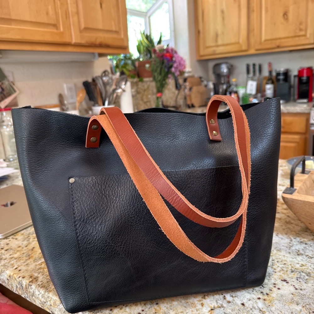 Classic Black Portland Leather Tote Bag